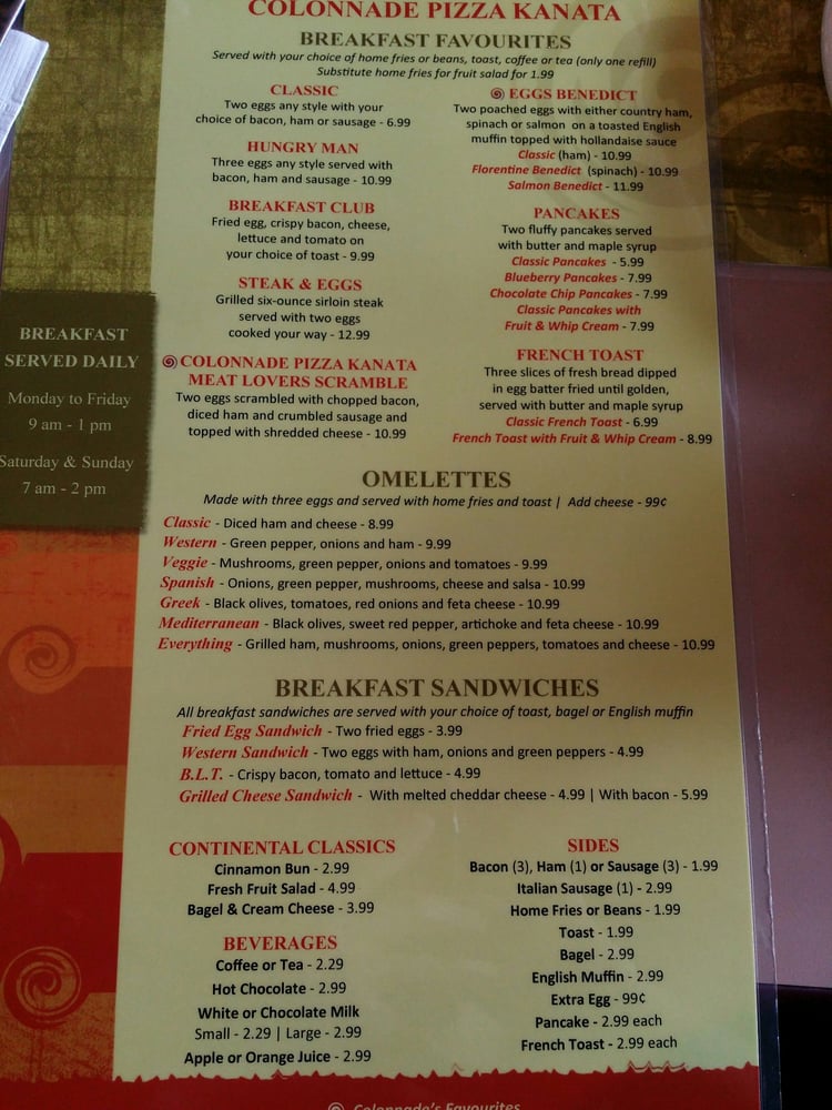 Colonnade Pizza & Restaurant Reviews Kanata, ON One Bite