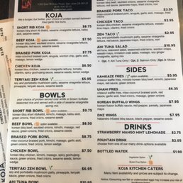 Koja Kitchen San Jose Menu Koja Kitchen San Jose Menu
