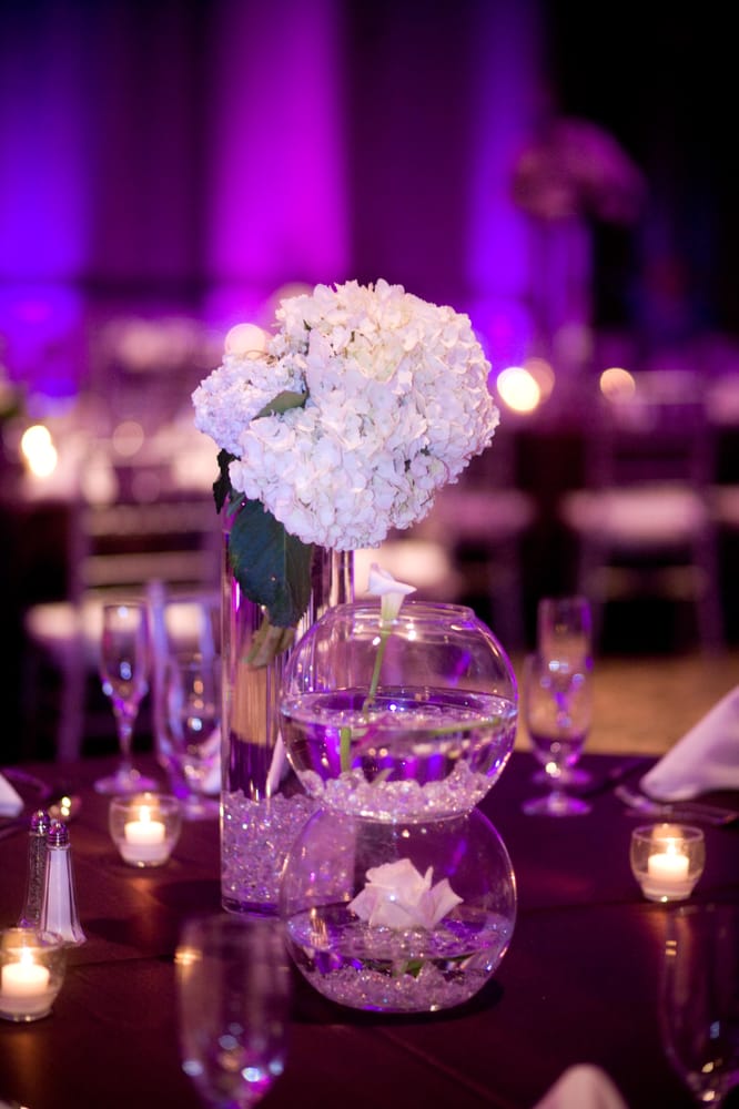 stacked fish bowl with bunch of hydrangea Yelp
