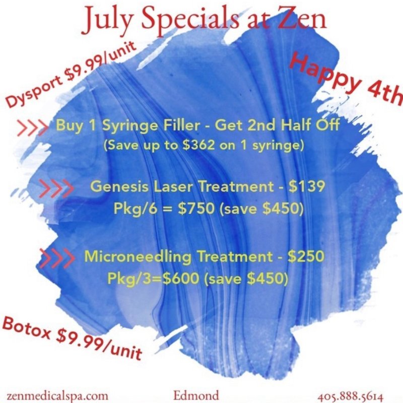 Awesome July Specials at Zen Medical Spa!