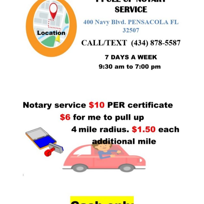 I PULL UP NOTARY SERVICE Request a Quote Notaries 400 N Navy Blvd